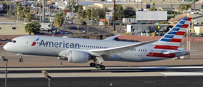 American Airlines' second Boeing 787-823 N801AC, Phoenix Sky Harbor, March 10, 2015